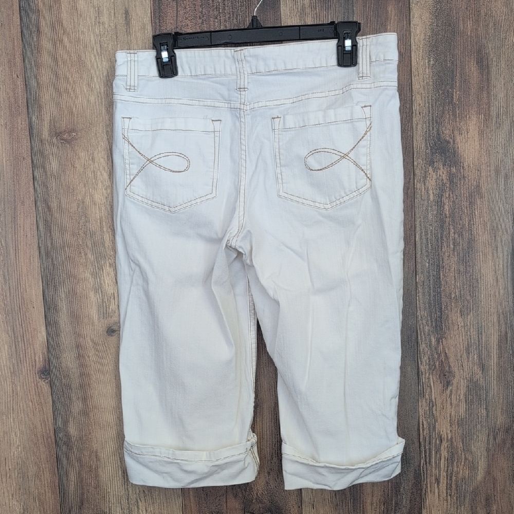 Faded Glory White Stretch Denim Capri Cropped Jeans 8           623AC